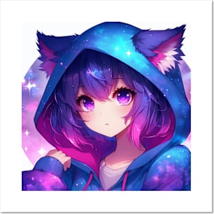 Galaxy Anime Girl Posters and Art